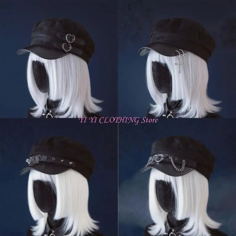 N5KF قبعة رسام بريطانية أنيقة من تظهر قبعة سائقة أجرة ذات وجه صغير #1