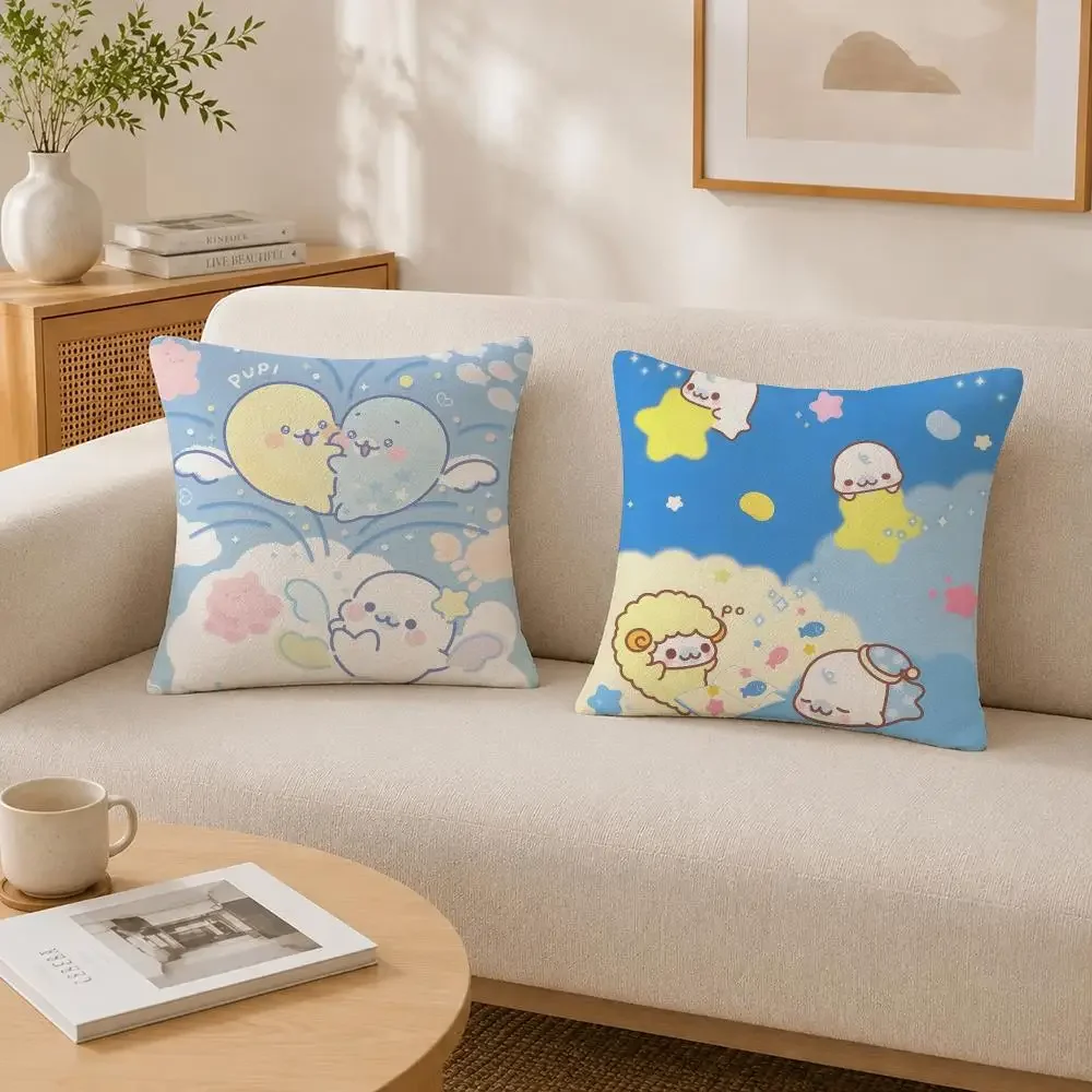 Character Mamegoma Cushion Cover Soft Fluffy Short Plush  Pillow Case Home Decor