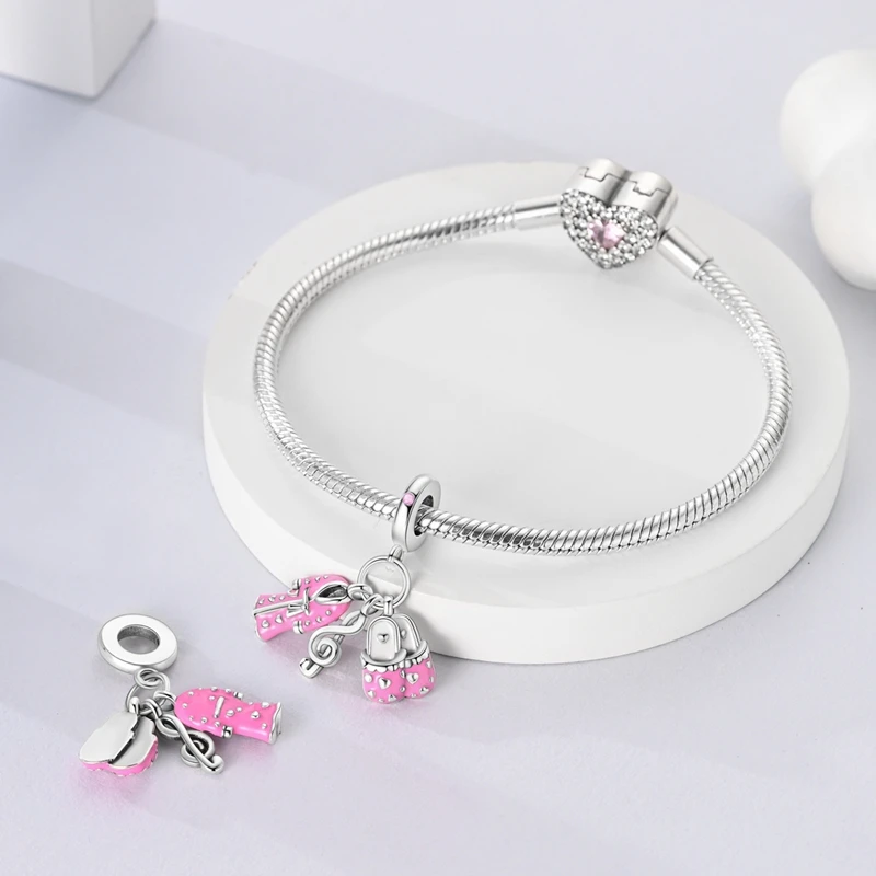 925 Sterling Silver Bathrobe Slippers Musical Notes Charms Pendant Fit 3mm Original Bracelet DIY Women Daily Life Jewelry Gifts