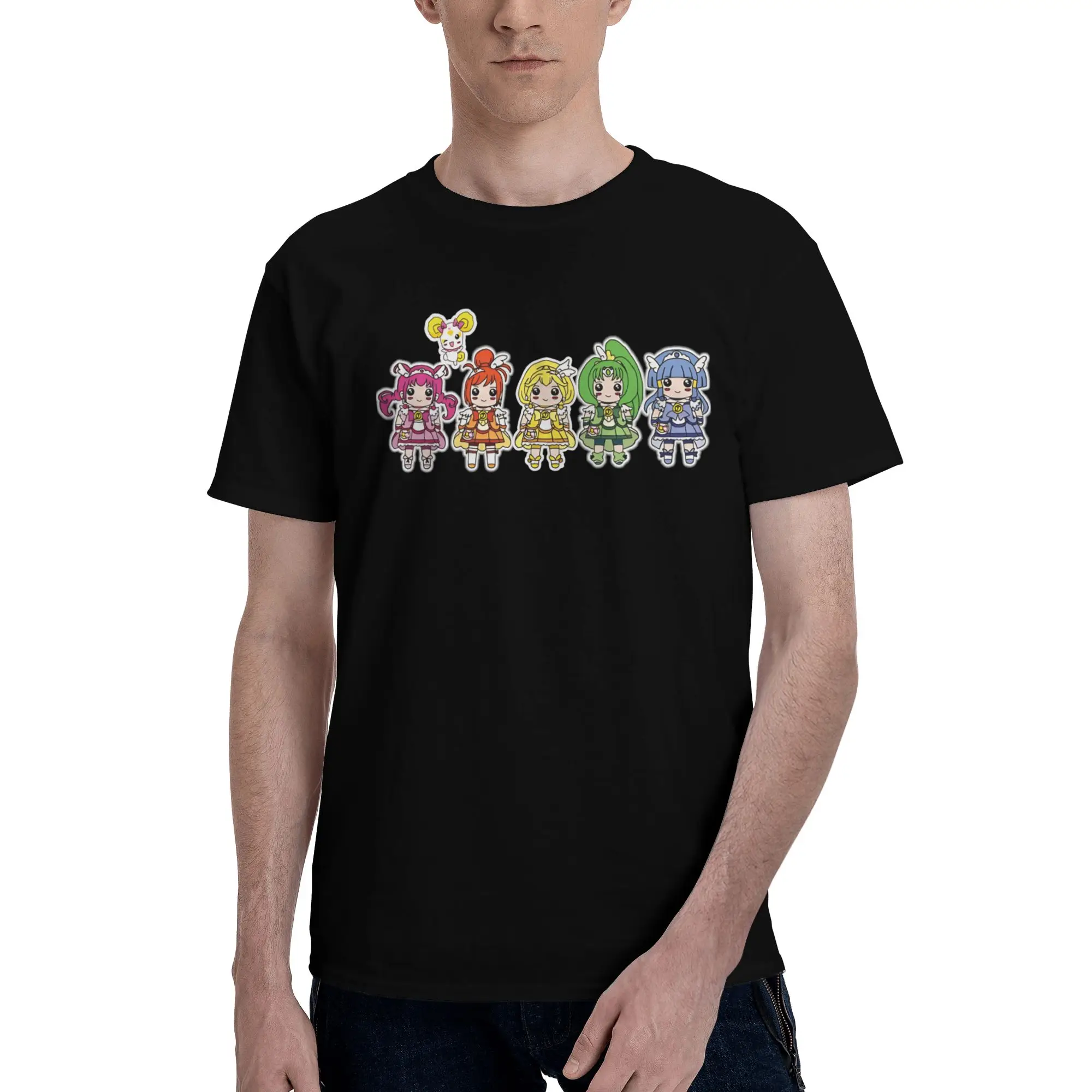 Smile Precure! Team  Graphic 100% Cotton T-Shirt Bandai Pretty Cure Tees Tops For Men