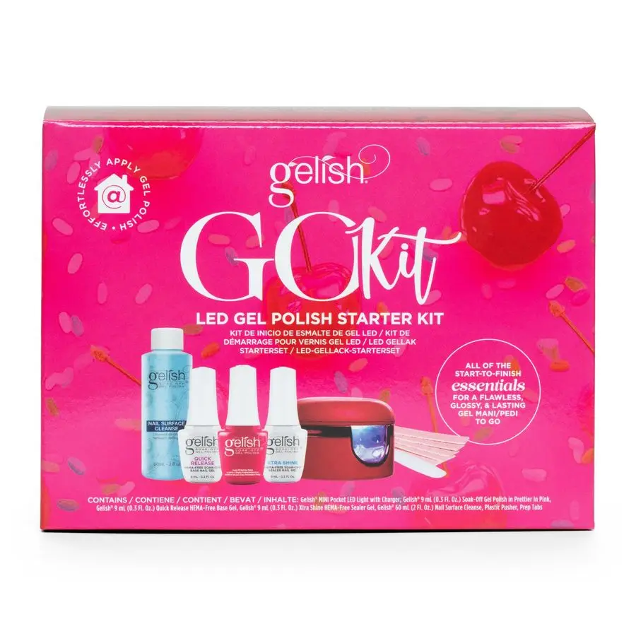 MINI Go Kit Complete Gel Polish Set for DIY Manicure amp Pedicure with Limited Edition Red Pocket LED Light for AtHome Salon Qua