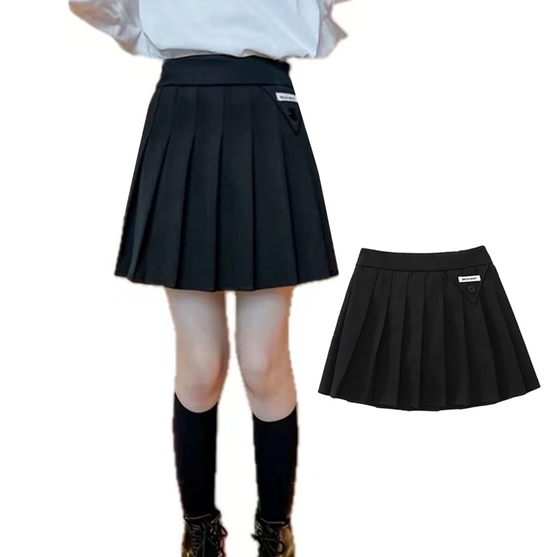 Japońska plisowana spódnica dla dziewczynek w stylu preppy Czarna mini spódniczka dla nastoletnich dzieci Modna odzież 5 6 7 8 9 10 11 12 13 14