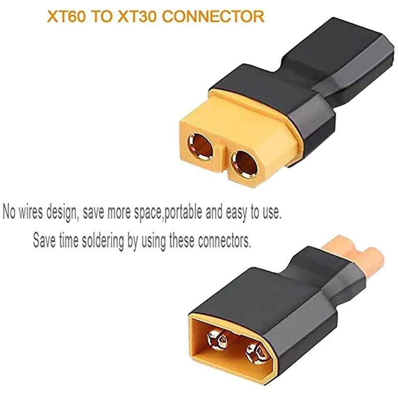 4 unidades/2 pares xt60 para xt30 plug fêmea macho adaptador conversor para drone fpv rc lipo nimh carregador de bateria esc