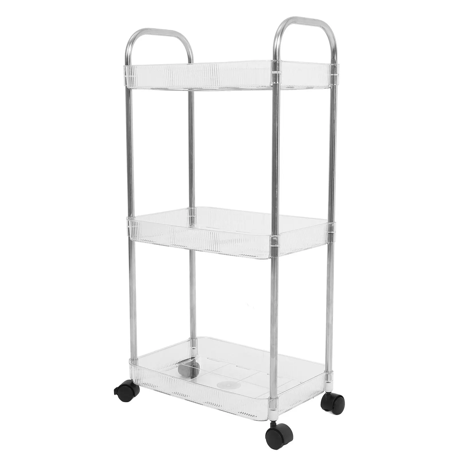 

Salon Movable Shelf Tiered Storage Holder Rolling Cart with Wheels Pet Material Compact Design for Small Room Beauty Salon