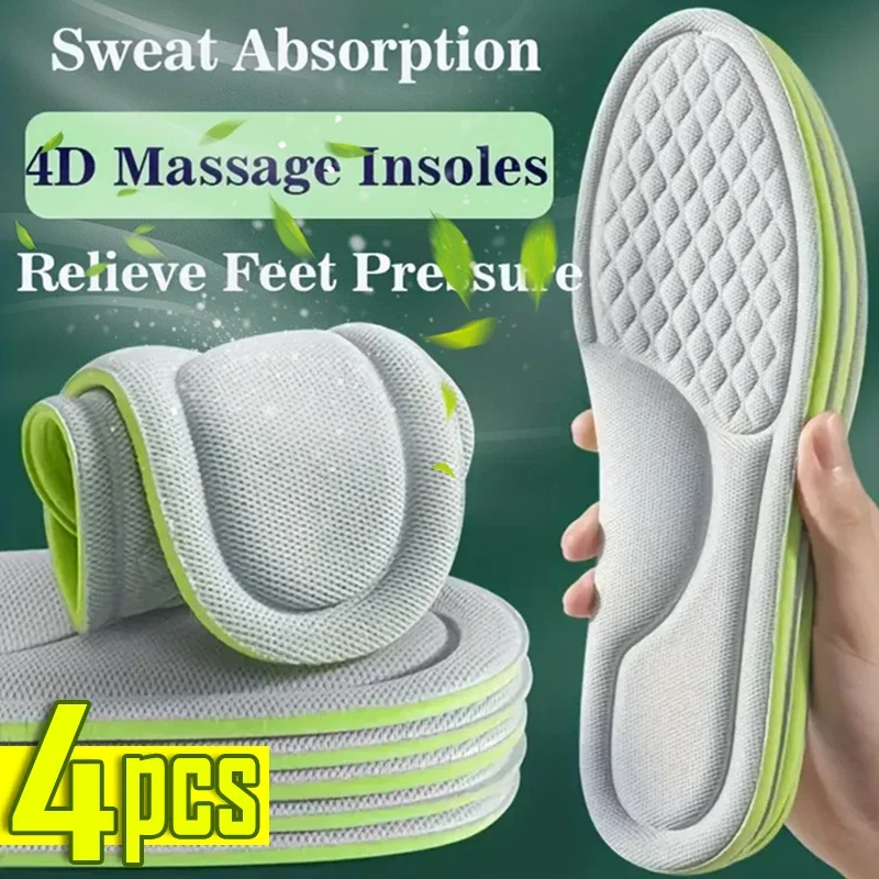 2/4pcs Unisex Nano Memory Foam Insoles Sweat-Absorbing Sports Running Shoes Inserts Soft Deodorant Orthopedic Pads Cushion