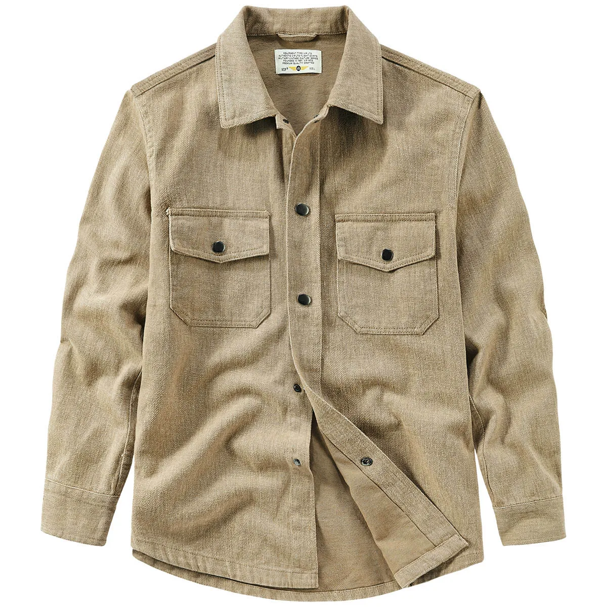 

VIP Spring Autumn Long Sleeve Denim Shirt Jacket Men's Casual Workwear Vintage Japanese Style Trendy Cotton Standard Fit Washed