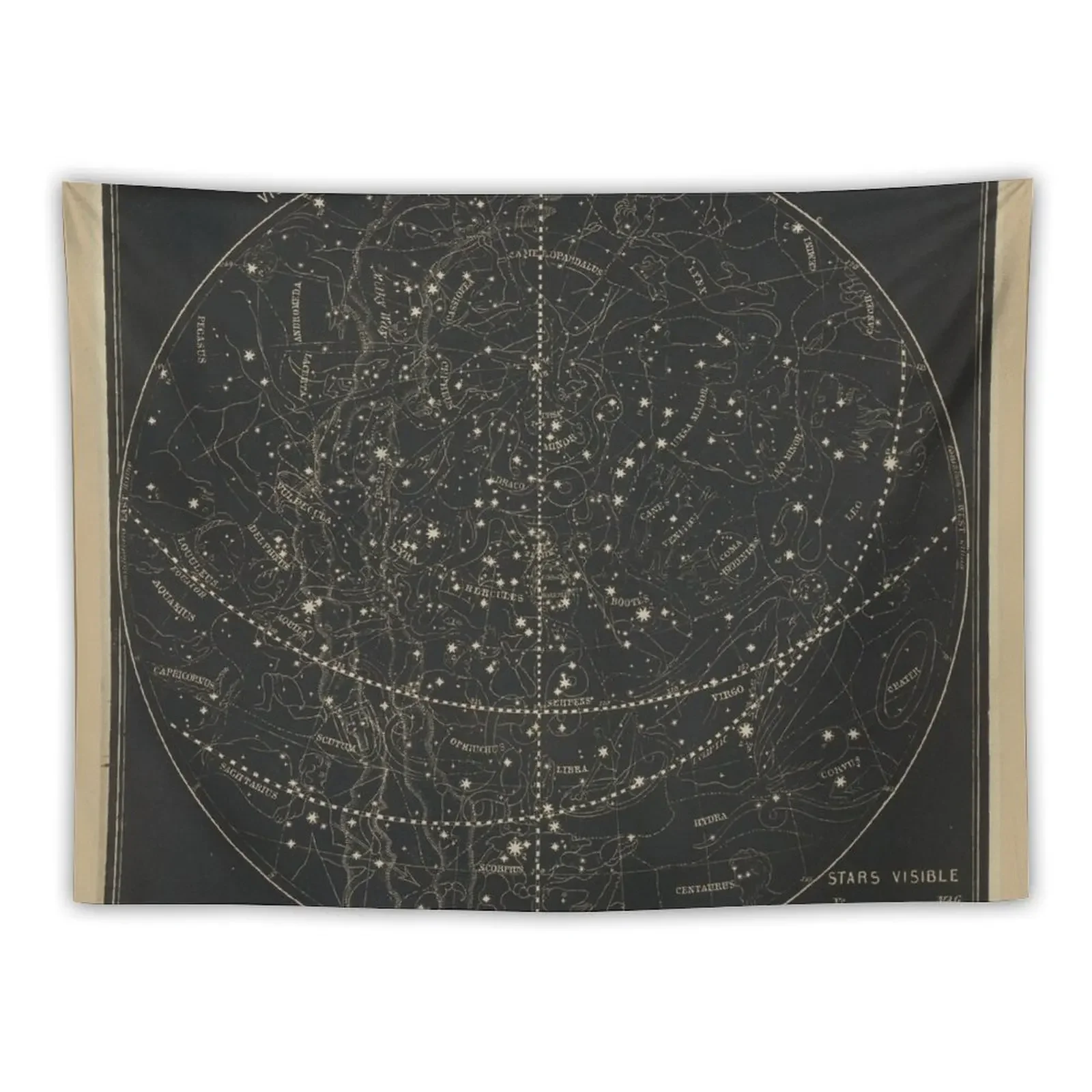 Vintage Astronomical & Celestial Map (1850) Tapestry For Bedroom Aesthetic Room Decor Korean Decor For Room Tapestry