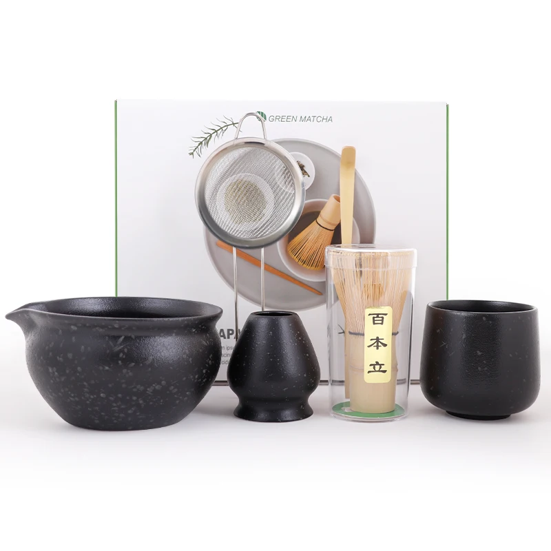 

Premium Matcha Set Black Glaze Change Song Dynasty Ceremony 6pcs Bowl Master Cup Bamboo Whisk Scoop For Beginners Starter