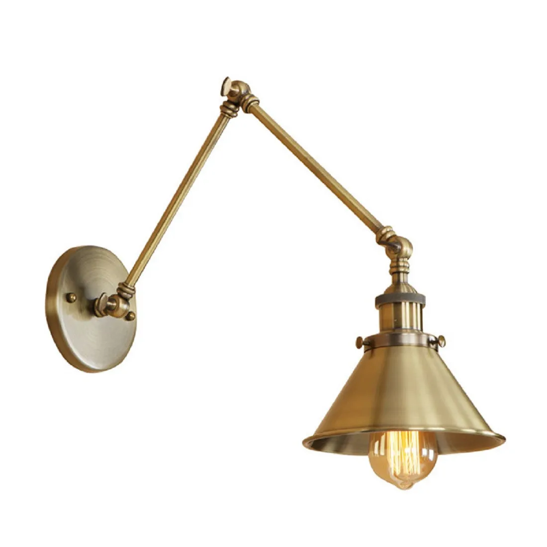 

Vintage Bronze E27 Wall Light Antique 2 Swing Arm Adjustable Wall Lamp Bedside Room Bedroom Wall Lamps Arts Arandelas para pared