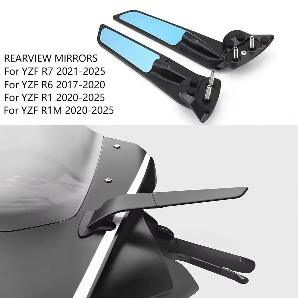 For Yamaha YZF R6 2017-2020 R7 2021-2025 R1 R1M 2020-2025 Motorcycle Rearview Mirror Stealth Sport Winglet Mirrors
