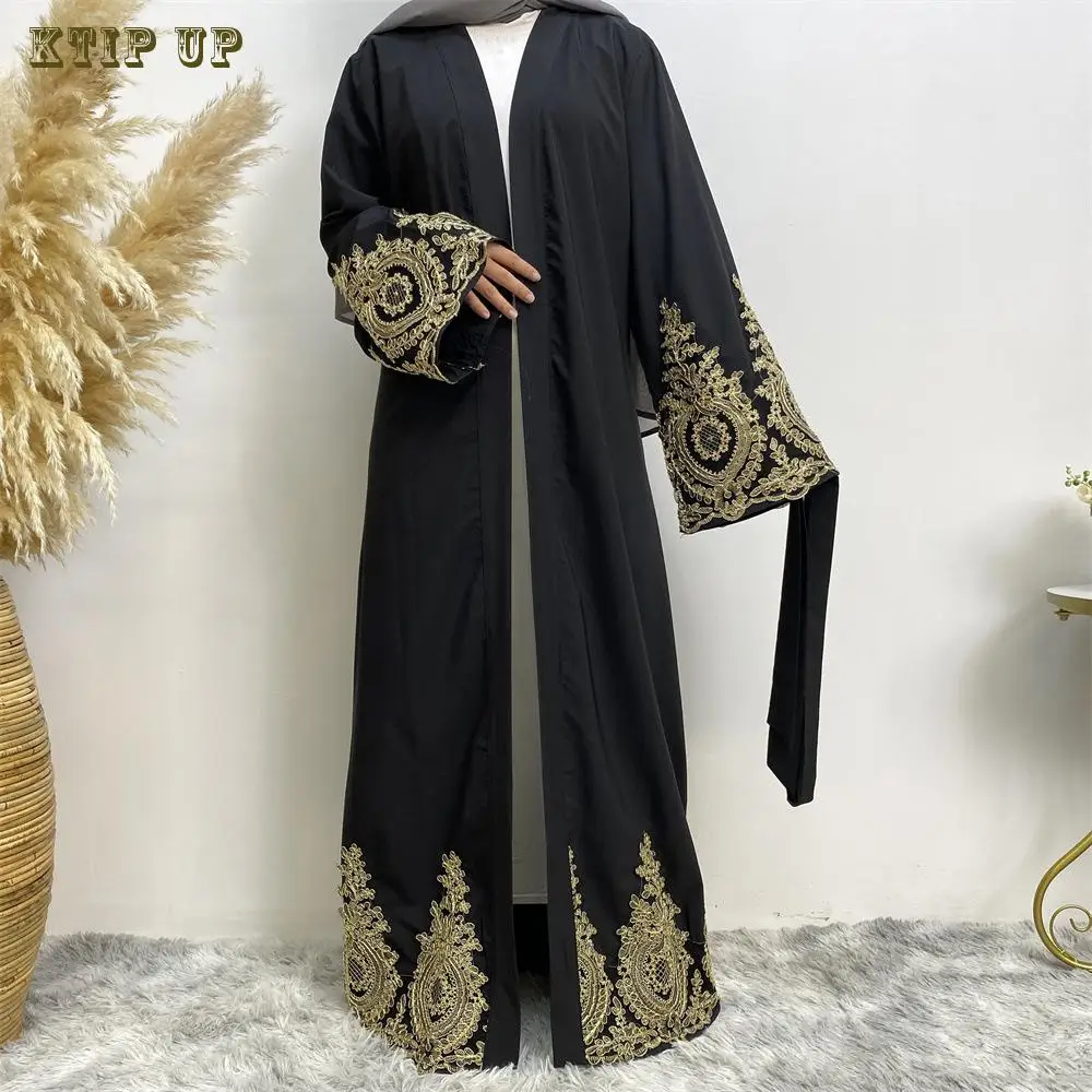 Cárdigan largo de encaje de retazos de Ramadán para mujer, Túnica Maxi musulmana de Dubai Abaya, Jilbab Islam, caftán marroquí, moda de Oriente Medio