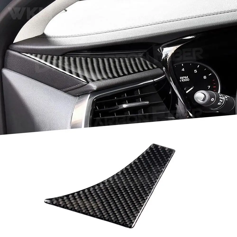 JIACHE Carbon Fiber Main Driving Triangle Sticker Cover Car Accessories Interior Car Decor Car Trim for Cadillac XT5 2016-2019