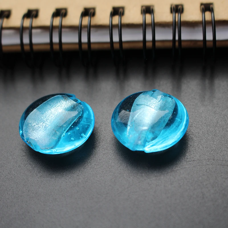 10Pcs 12 15 20mm Round Flat Lampwork glass beads Foil Multi- color for jewelry Bracelet Necklace Earring Craft DIY Making