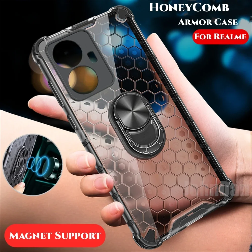 Transparent Magnet Case For Realme 8 7 5 9 10 Pro Plus 6 8i 9i 7i 6i 5i 6s 5s C25S C3 C33 C35 C30 C30S Shockproof Case Cover