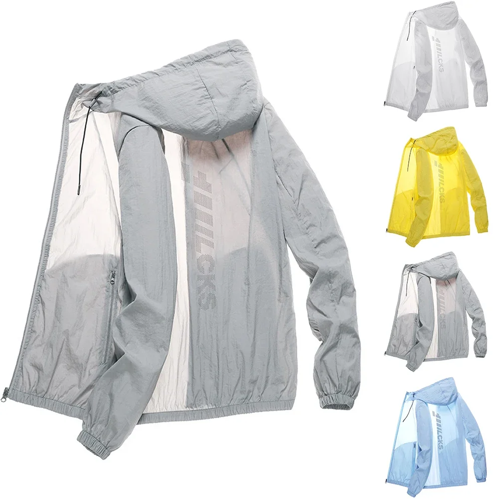 Camping Jacket Quick-Dry Jacket Hooded Neckline Lightweight Fabric Long Sleeve Print Pattern Brand New Ultrathin Camping Jacket