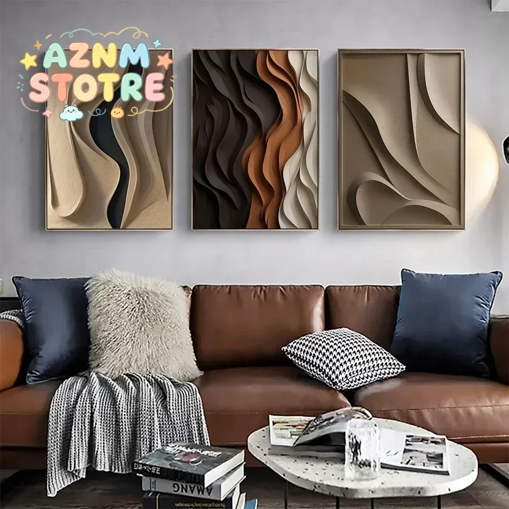 Moderne Minimalistische Abstrakte D-Vision Strukturierte Falten-Canvas Wandkunst Poster und Drucke für Schlafzimmer Wohnzimmer Heim-Dekoration