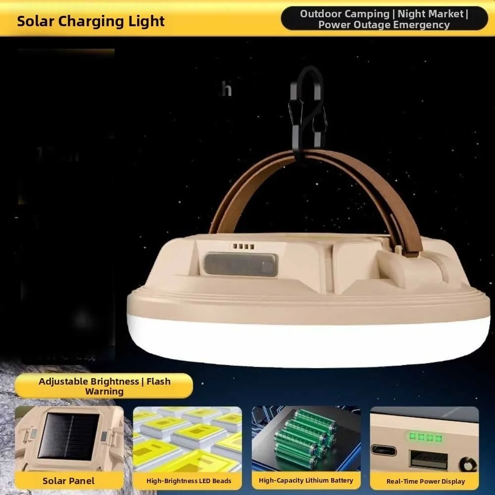 

Светодиодный фонарь на солнечной батарее для кемпинга, перезаряжаемый, быстрая зарядка, подвесной светильник для палатки, на солнечной энергии