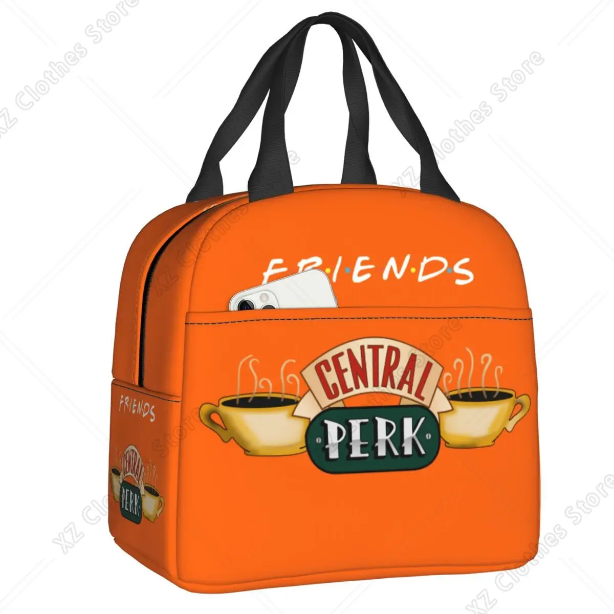 

Custom Central Perk Friends Insulated Lunch Bag for Women Portable TV Show Cooler Thermal Lunch Tote Office Work School