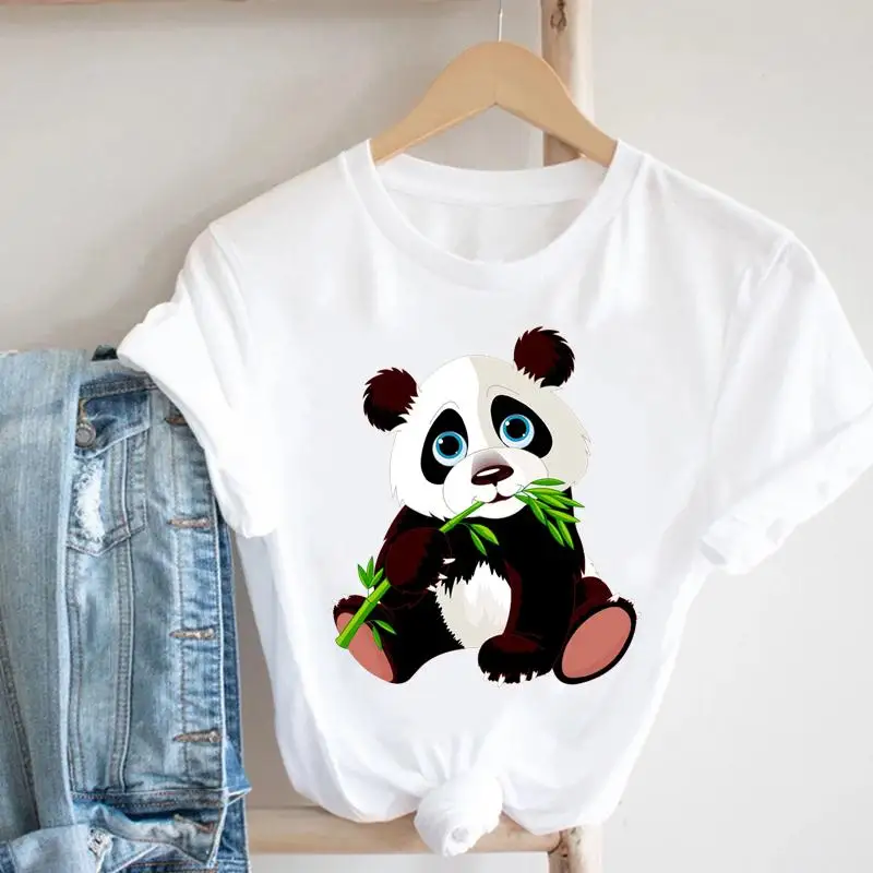 Top Pretty Fashion Women Clothing Summer Short Sleeve Panda Lovely Trend Cute 90s Graphic Tee Nice Casual Tshirt T-shirt