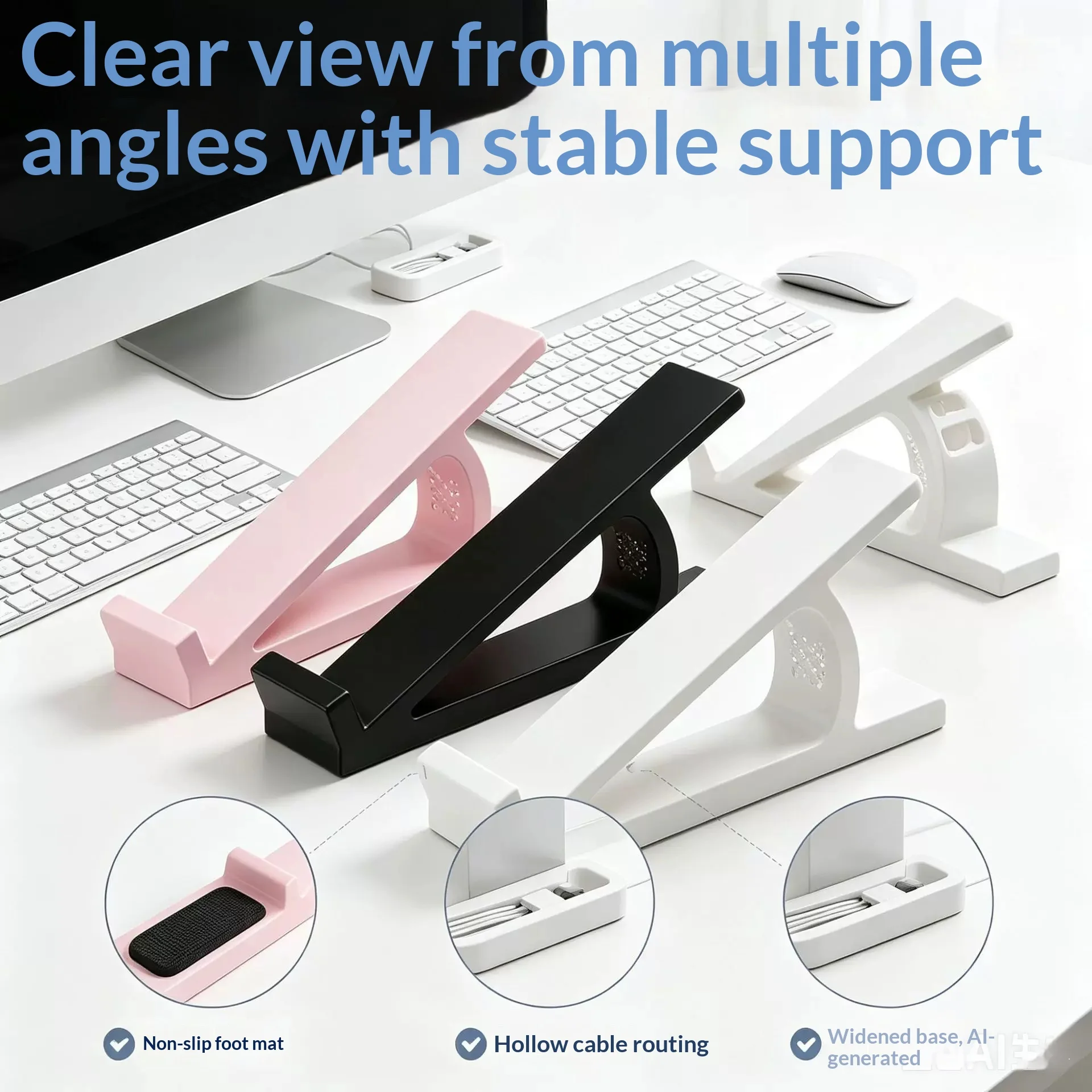 2PCS Multifunctional Portable Keyboard Riser Stand Stable Keyboard Elevated Support Ergonomic Desktop Computer Keyboard Holder