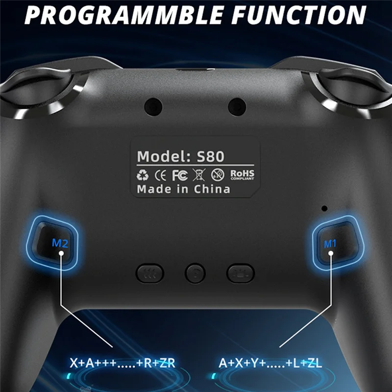 

FEB-S80 Wireless Game Console Bluetooth Gamepad with Colored Lights for Switch/Switch Lite/OLED/PC Game