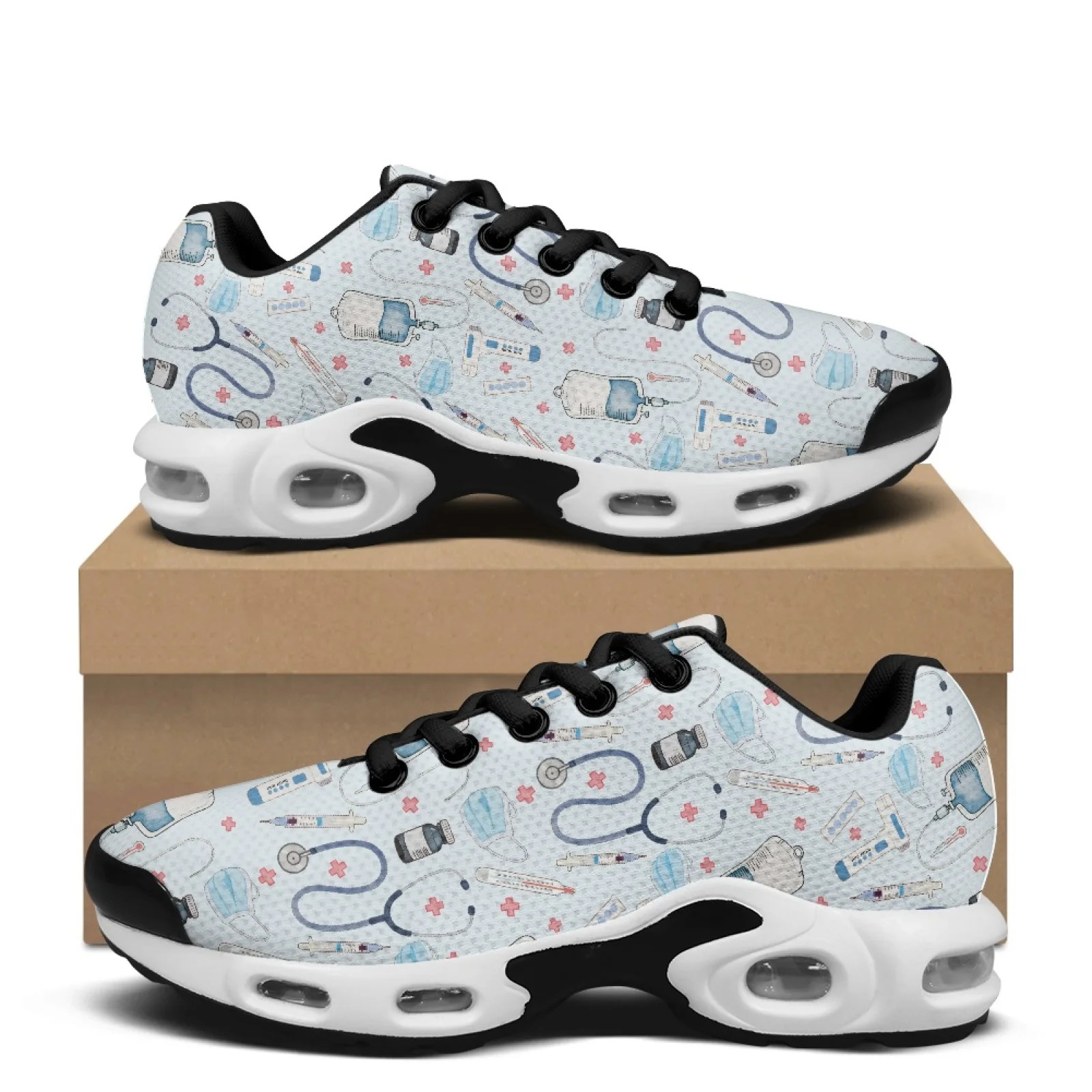 PENSTROLL Medical Tools Print Casual Sport Shoes Mesh Air Cushion Sneakers Breathable Walking Shoes for Mens