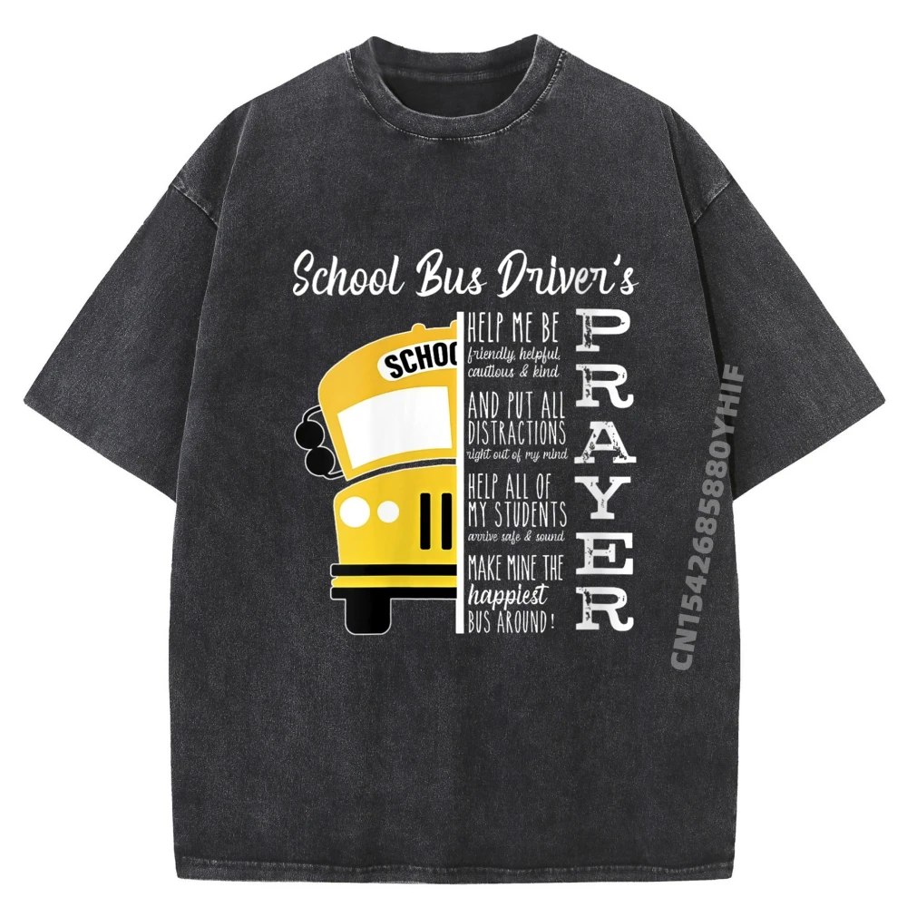 

Latest Printed Tees Mens School Bus Driver Prayer School Bus Driver Outfits Graphic T Shirts Streetwear Washed Clothes