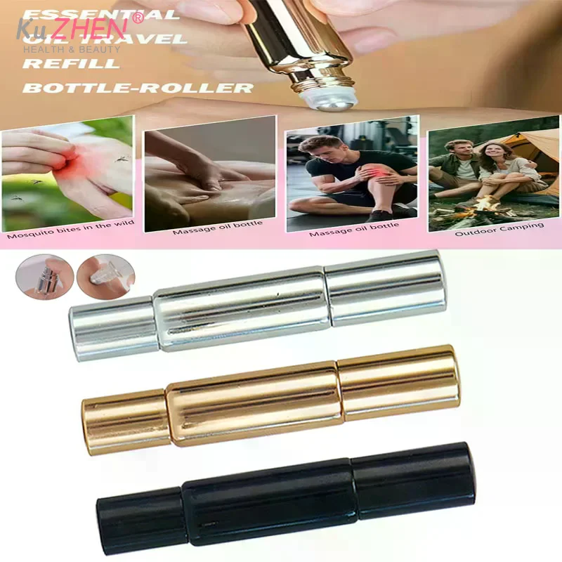 1pc Glass Ball spray sub bottling Refillable Stainless Steel Dual-End Multi-Purpose Perfume Roller Bottle Spray Bottle
