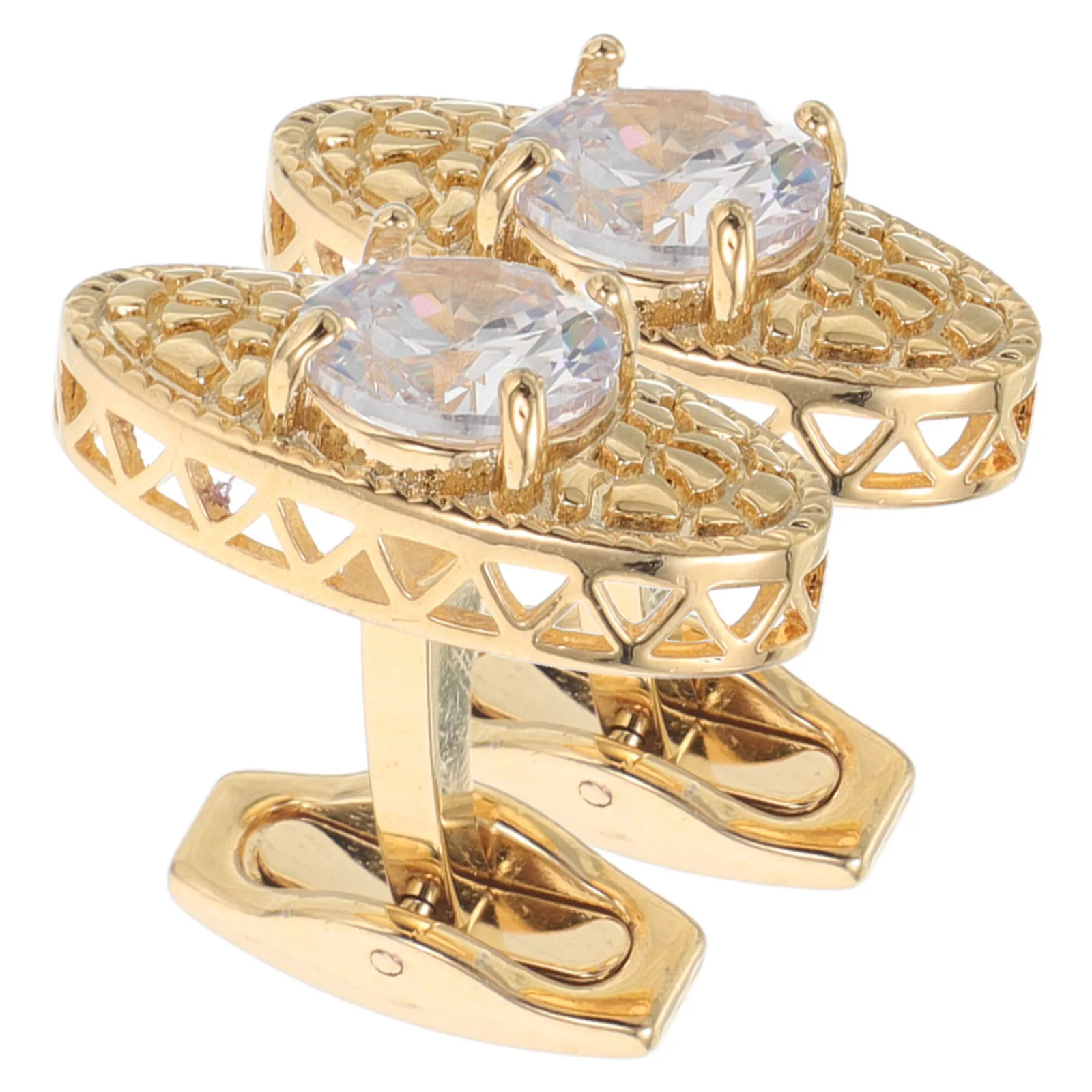 

2Pcs Crystal Cufflinks Mens Gold Zircon French Style Shirt Sparkle Formal Suit Accessories Business Evening Shirt Cuff Links