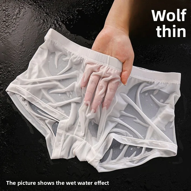

Summer Men's Boxers Soft Touch Ice Silk Underwear Ultra Thin Breathable Big Size Sexy Briefs Naked Feeling Plus Size