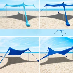 Outdoor Beach Tent Sun Shelter Camping Shades Tents Windproof One-piece Beach Canopy Tents UPF50+ Portable Family Tent
