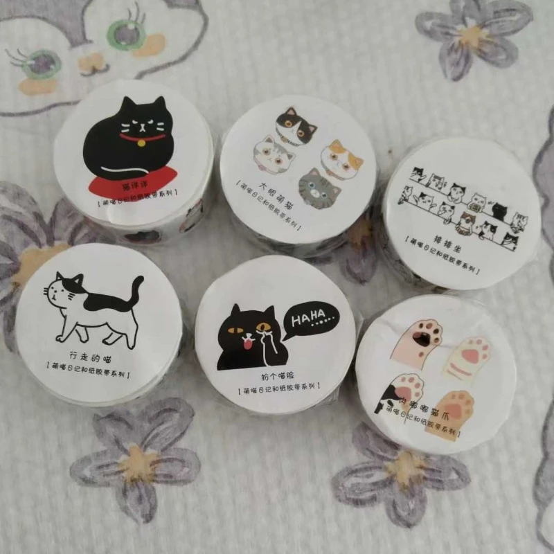 1X1.5 سنتيمتر x 5 متر الزخرفية Kawaii جميل القط اشي الشريط مجموعة ل سكرابوكينغ المجلات لاصق شريطٌ لاصق لطيف القرطاسية #2
