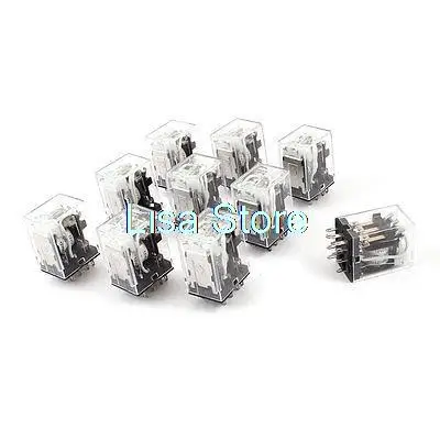 HH53PL DC 12V Coil 11-Pin 3PDT Green LED Indicator Light Power Relay 10 Pcs