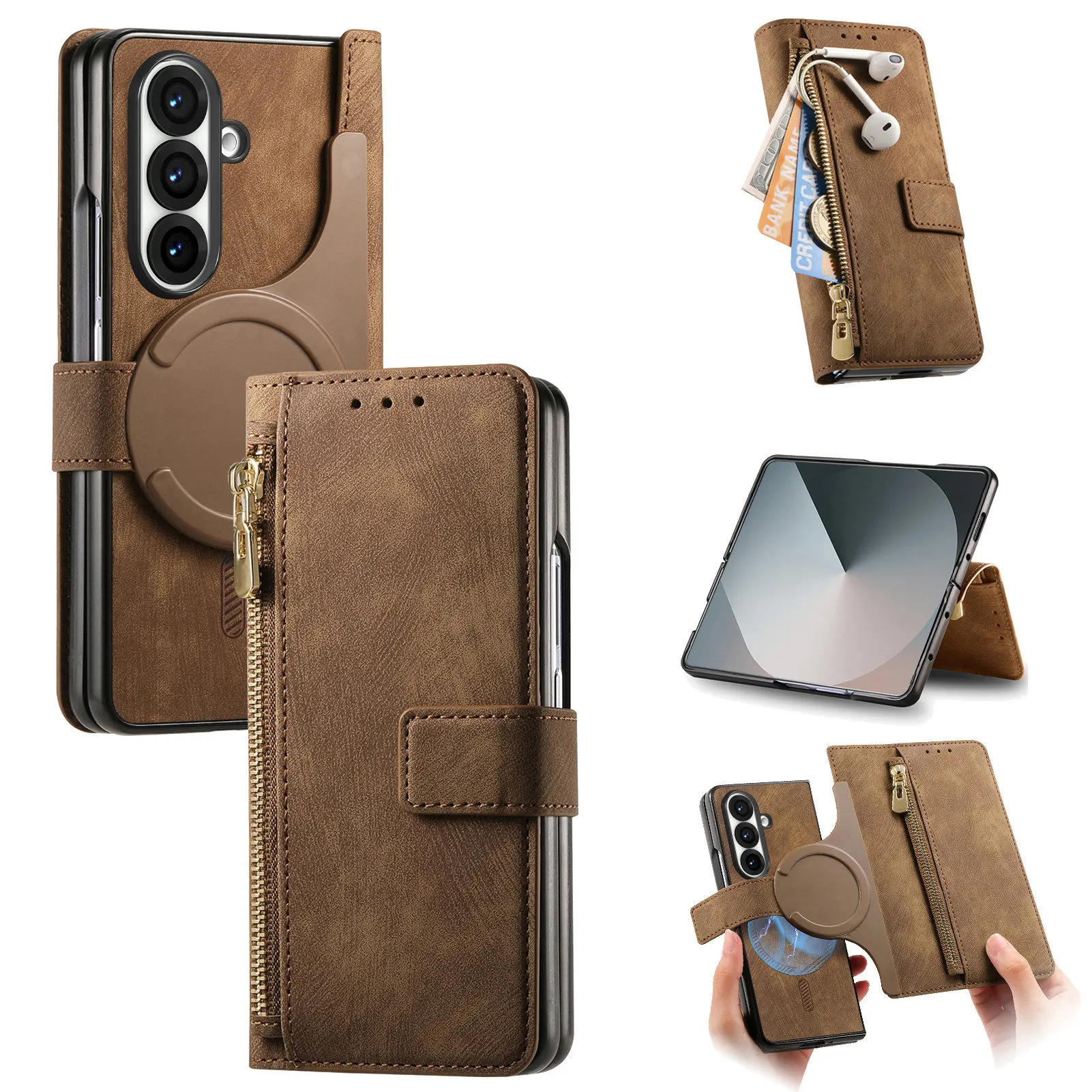 For Samsung Galaxy Z Fold 8 Ultra Case Luxury Leather 2 in1 Magnetic Wallet Card Slot Flip Holder Shockproof Cover Accessories
