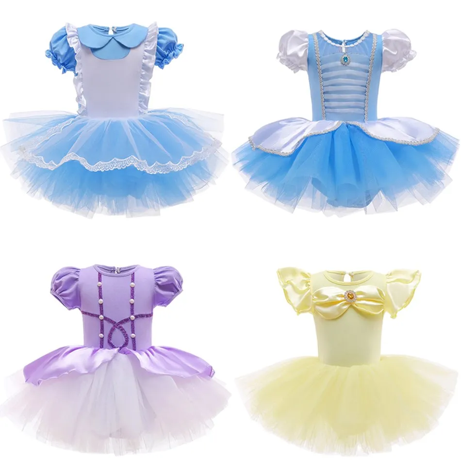 Children Ballet Dance Skirt Baby Girl Cosplay Alice Belle Sofia Cinderella Dress Girl Princess Party Christmas Performance Dress