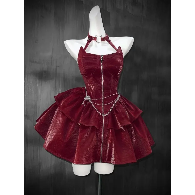 

French Retro Castle Princess Style Hooded Short Slim Jacket Neck Sling Waist Dress Two-piece Set Autumn Halloween Costumes Sets