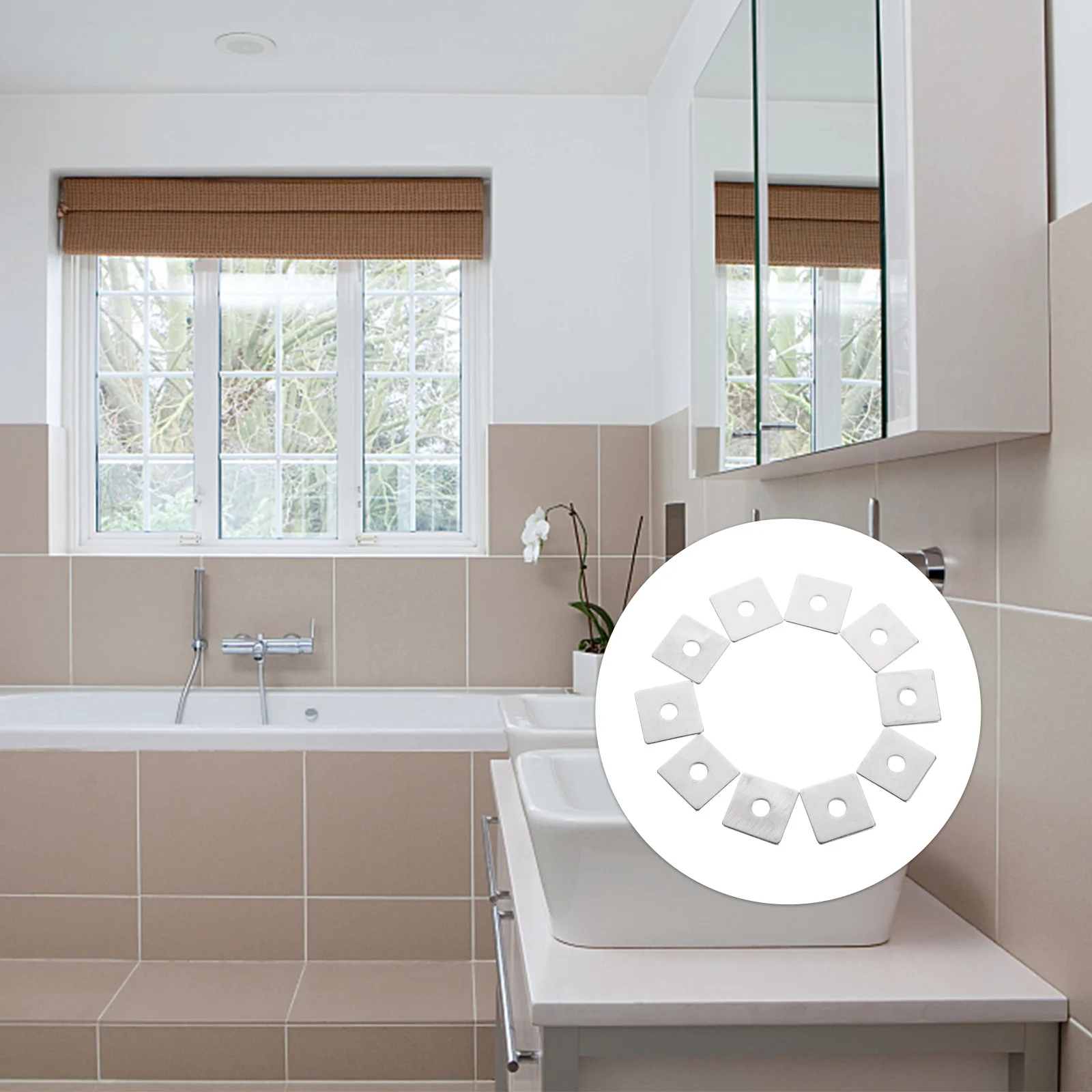 

10pcs Square Stainless Steel Flat Plate Heavy Duty For Washers Plate Construction Industry Automotive Farm Use