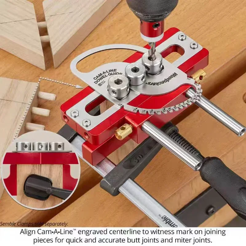Punching locator Cam A Line Dowel Guide Furniture Spline Tenon Rail Drilling Jig Woodworking Mortise Hole Positioner Furniture