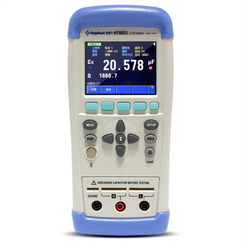 AT825 High Quality Accuracy LCR Meter Multimeter 10KHz L C R Q D Z Theta ESR Tester LCD Touch Screen USB AC100-240V Tester