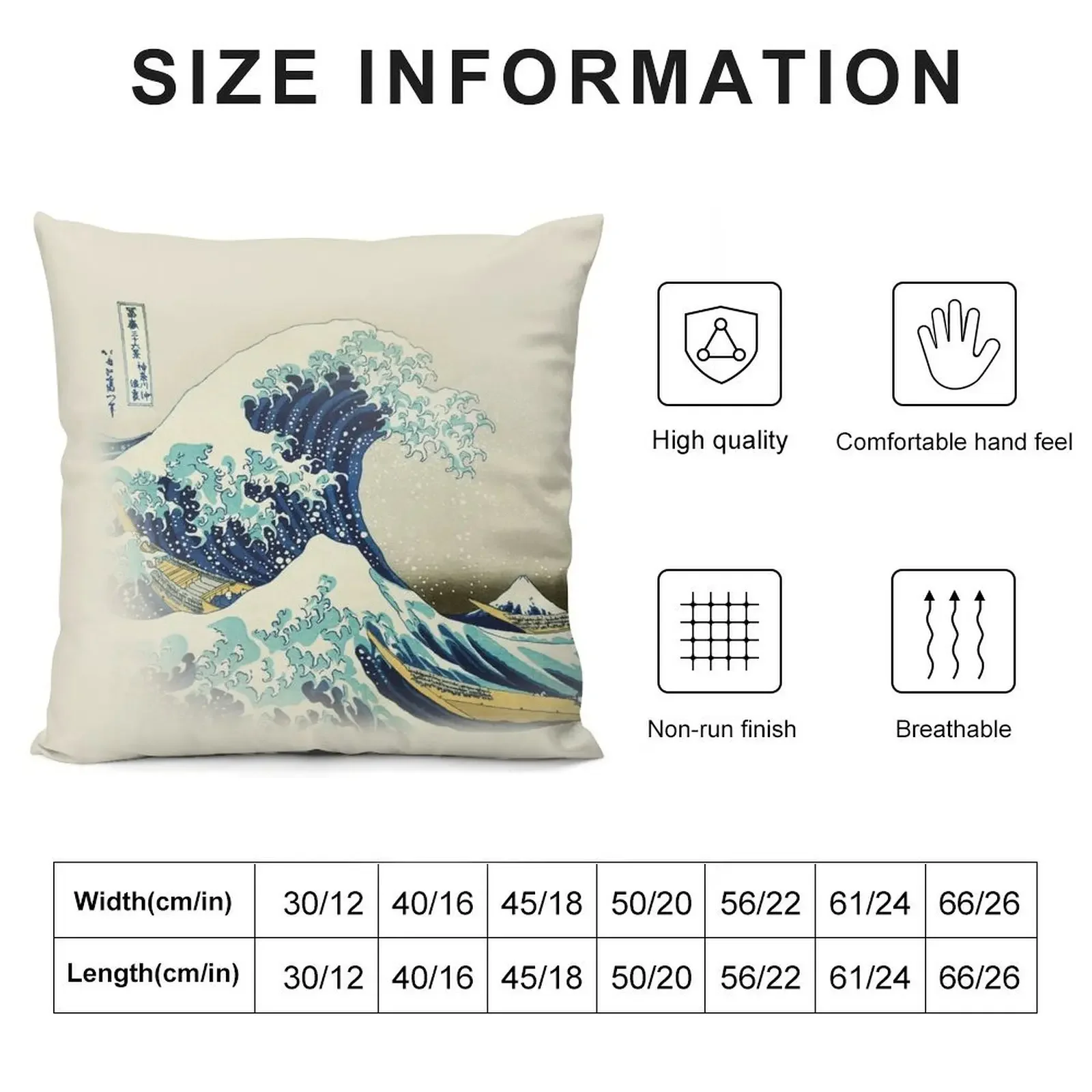 The Great Wave off Kanagawa by Japanese ukiyo-e artist Hokusai beige natural Hiroshige organic beige cream backgrou Throw Pillow