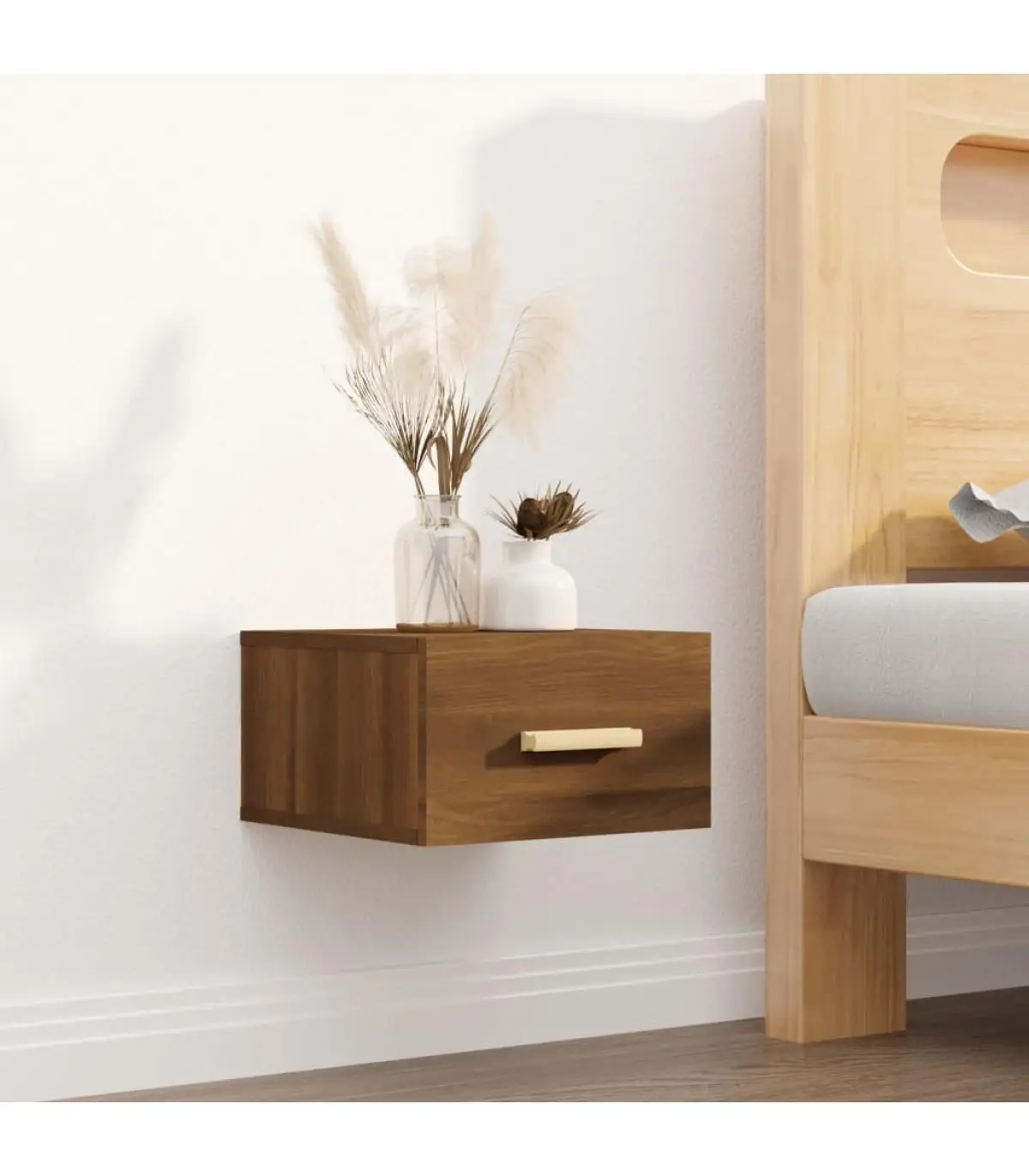 Bedside tables Wall bedside table oak brown 35x35x20 cm