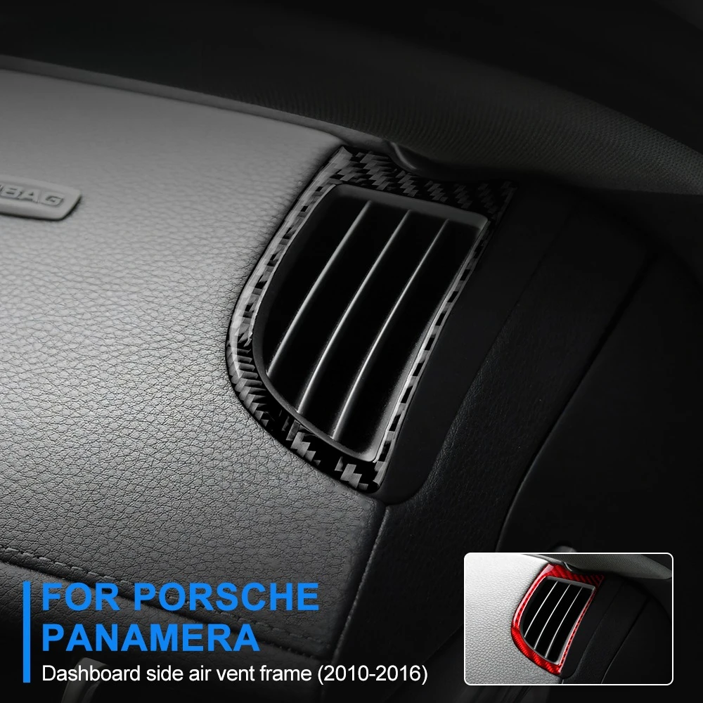 

For Porsche Panamera 2010-2016 Car Air Conditioning AC Trim Outlet Decoration Ring Sticker Carbon FIber Sticker Accessories