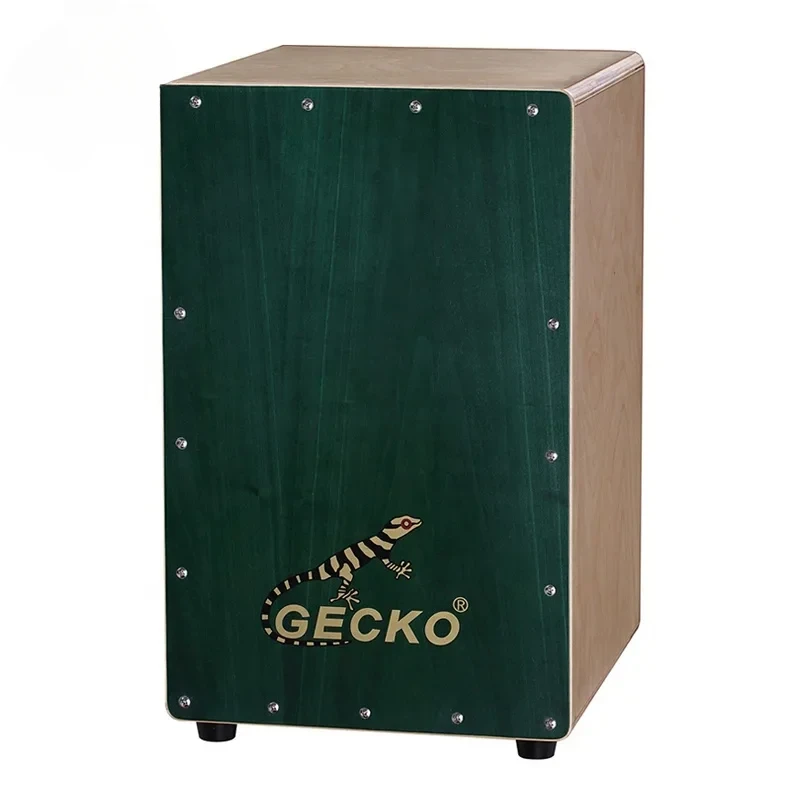 High Quality Natural Birch Wood Cajon Box Drum Musical Percussion Instrument with Steel String GECKO