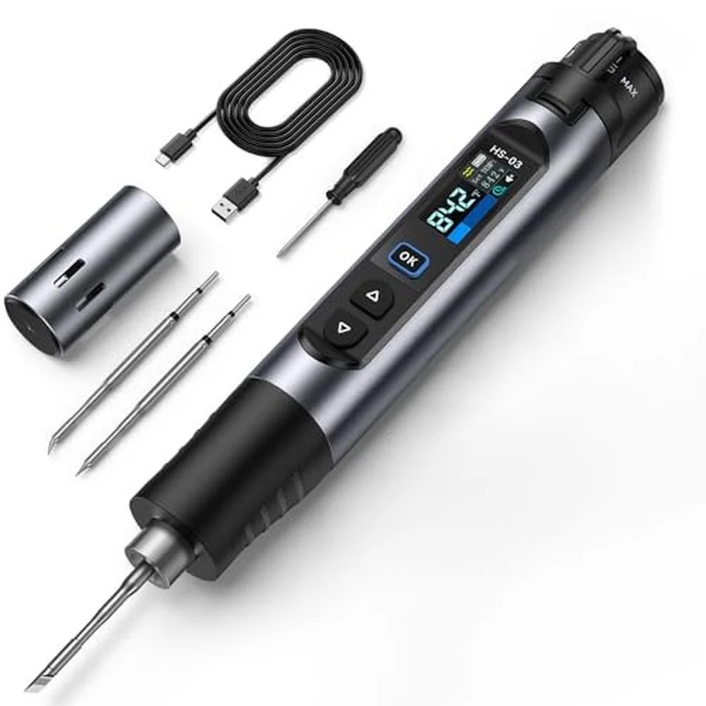 03 Wireless Soldering Iron 2600mAh Rechargeable Battery 3 Second Heat Up 212-842F Range 5 Step Temp Adjustment