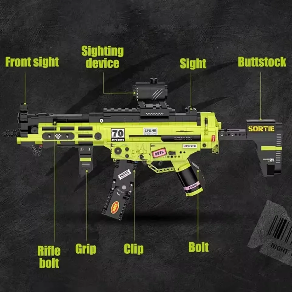 Military Series Pink MP5 M4A1 Assault Models ARP-9 Submachine Gun Model Building Blocks DIY Micro Bricks Toys for Children Gifts