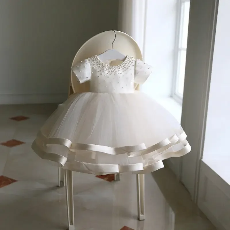 

Birthday Christening Dresses Kid Boutique Clothes Baby White Lolita Princess Ball Gowns Kids Girl Spanish Dress with Bow Infant