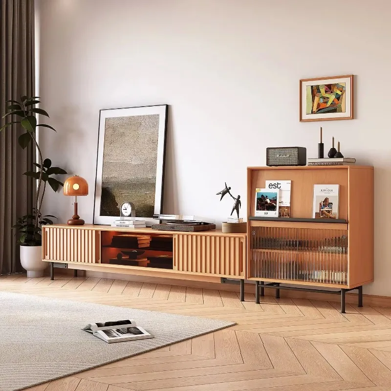 Q-2 poplar Side Cabinet Storage Retro Color Matching Storage Integrated Wall Dining Side Cabinet Living Room Display Cabinet