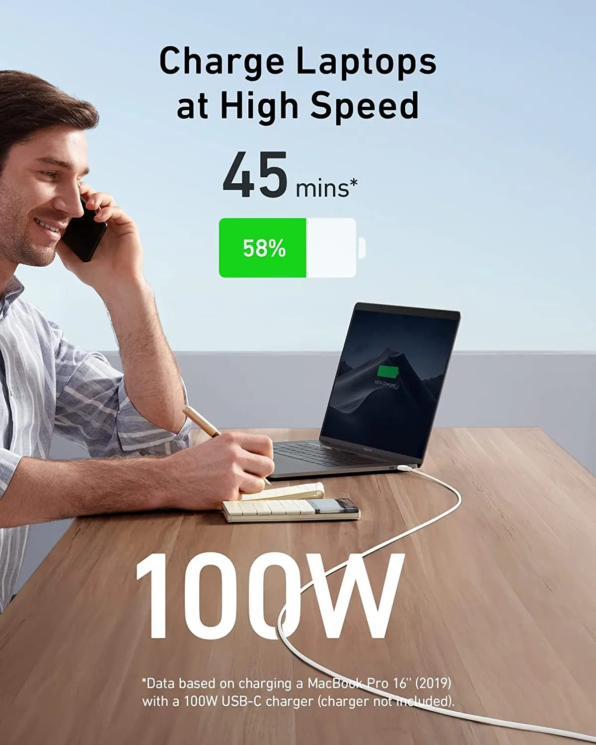 앵커 100W 타입 C 충전 케이블 파워라인 III USB-C to USB-C 2.0 케이블 1.8m 고속 데이터 전송