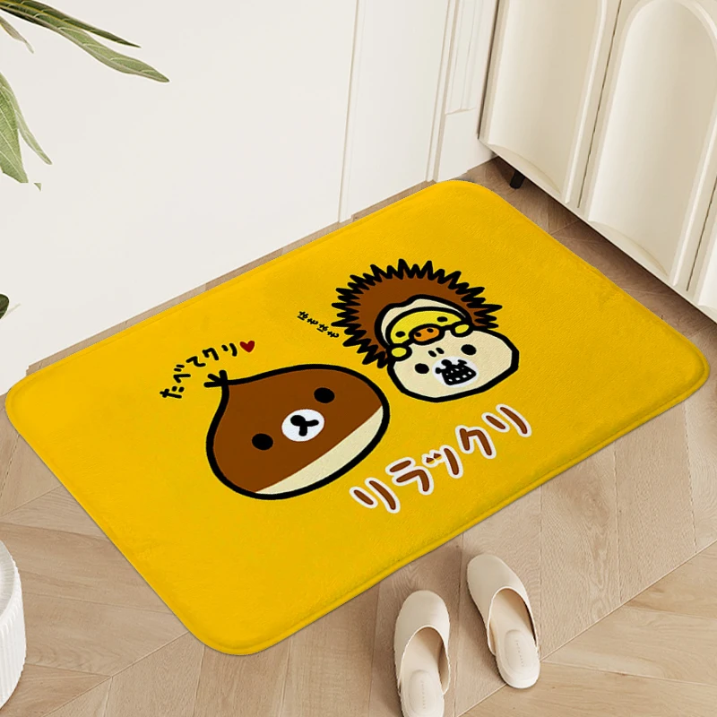 Rug for Kids Bedroom R-Rilakkumas Cute Hallway Foot Mat Doormat Entrance Door Washable Non-slip Living Room Bathroom Carpet