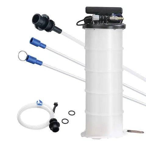 Extractor de Fluidos, 1.74 Galones (6.5 Litros), Cambiador de Aceite Neumático/Manual, Extractor de Fluidos por Vacío con Varilla Medidora y Manguera de Succión